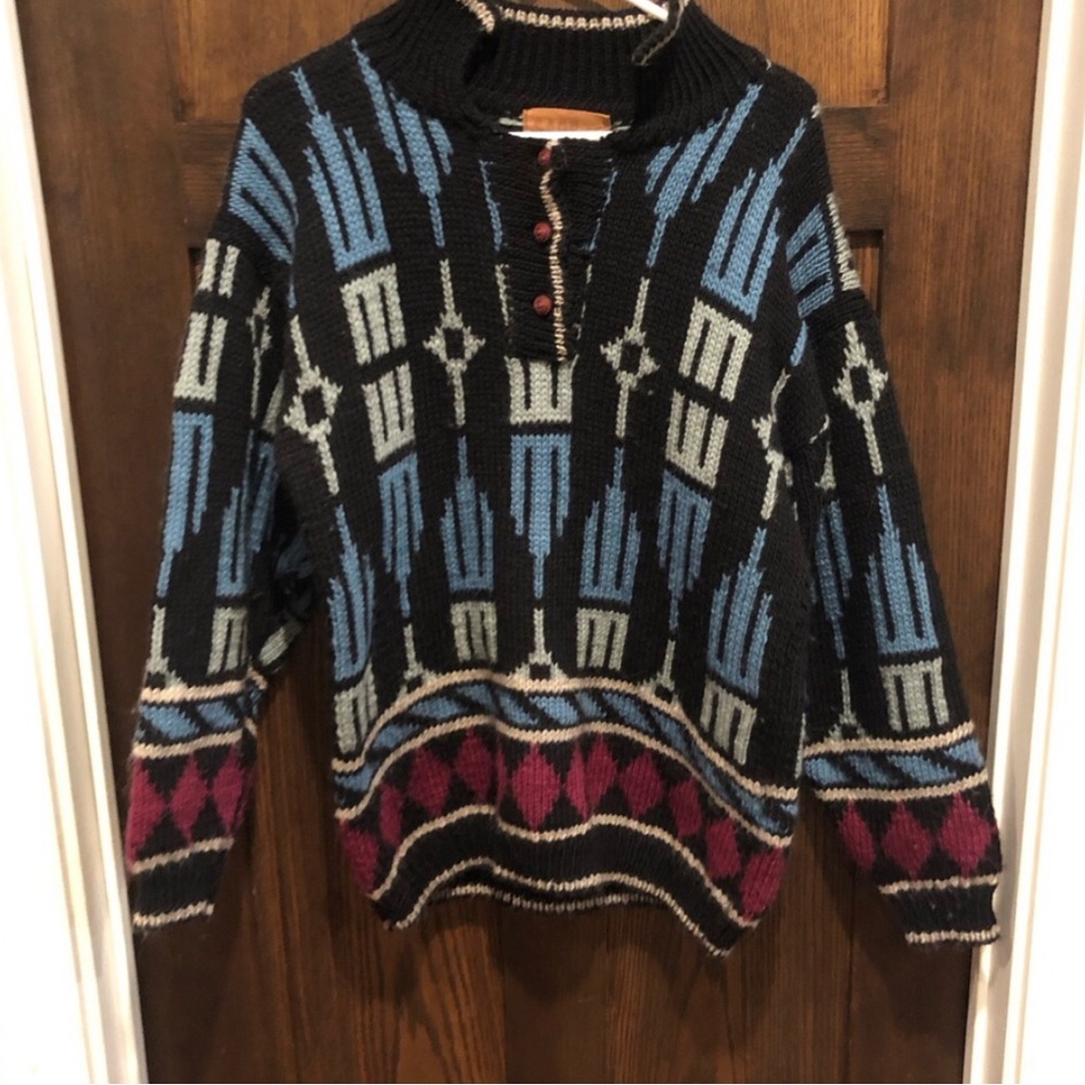 Vintage Sage Wool knit men’s sweater - medium